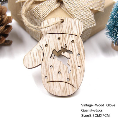 6 ΤΕΜ. Υπέροχα Ευρωπαϊκά Χριστουγεννιάτικα Ξύλινα Μενταγιόν Στολίδια Ξύλινη χειροτεχνία Διακοσμητικά χριστουγεννιάτικου δέντρου Παιδικά παιχνίδια Κρεμαστά δώρα