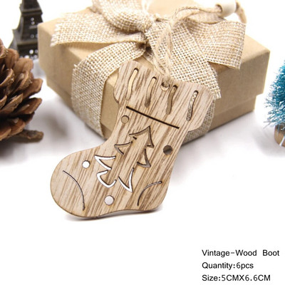 6 ΤΕΜ. Υπέροχα Ευρωπαϊκά Χριστουγεννιάτικα Ξύλινα Μενταγιόν Στολίδια Ξύλινη χειροτεχνία Διακοσμητικά χριστουγεννιάτικου δέντρου Παιδικά παιχνίδια Κρεμαστά δώρα
