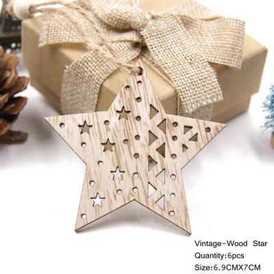 6 ΤΕΜ. Υπέροχα Ευρωπαϊκά Χριστουγεννιάτικα Ξύλινα Μενταγιόν Στολίδια Ξύλινη χειροτεχνία Διακοσμητικά χριστουγεννιάτικου δέντρου Παιδικά παιχνίδια Κρεμαστά δώρα