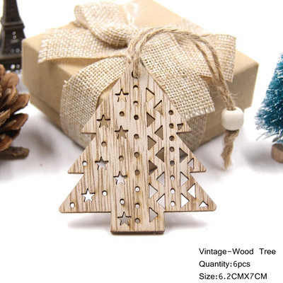 6 ΤΕΜ. Υπέροχα Ευρωπαϊκά Χριστουγεννιάτικα Ξύλινα Μενταγιόν Στολίδια Ξύλινη χειροτεχνία Διακοσμητικά χριστουγεννιάτικου δέντρου Παιδικά παιχνίδια Κρεμαστά δώρα