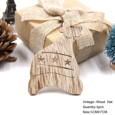 6 ΤΕΜ. Υπέροχα Ευρωπαϊκά Χριστουγεννιάτικα Ξύλινα Μενταγιόν Στολίδια Ξύλινη χειροτεχνία Διακοσμητικά χριστουγεννιάτικου δέντρου Παιδικά παιχνίδια Κρεμαστά δώρα