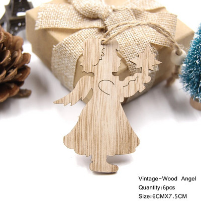 6 ΤΕΜ. Υπέροχα Ευρωπαϊκά Χριστουγεννιάτικα Ξύλινα Μενταγιόν Στολίδια Ξύλινη χειροτεχνία Διακοσμητικά χριστουγεννιάτικου δέντρου Παιδικά παιχνίδια Κρεμαστά δώρα