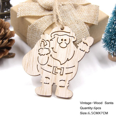 6 ΤΕΜ. Υπέροχα Ευρωπαϊκά Χριστουγεννιάτικα Ξύλινα Μενταγιόν Στολίδια Ξύλινη χειροτεχνία Διακοσμητικά χριστουγεννιάτικου δέντρου Παιδικά παιχνίδια Κρεμαστά δώρα