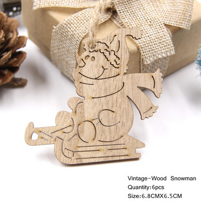 6 ΤΕΜ. Υπέροχα Ευρωπαϊκά Χριστουγεννιάτικα Ξύλινα Μενταγιόν Στολίδια Ξύλινη χειροτεχνία Διακοσμητικά χριστουγεννιάτικου δέντρου Παιδικά παιχνίδια Κρεμαστά δώρα
