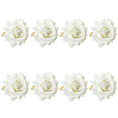 8Gb. Baltas rozes salvešu gredzeni Ziedu salvešu turētājs Gredzenu galda rotājums kāzu dzimšanas dienai Ziemassvētki Valentīna diena HWW01