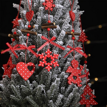 Коледни дървени декорации Кухи боядисани бели точки Коледно дърво Висящи висящи орнаменти за дома 2024 Новогодишен декор Детски подарък
