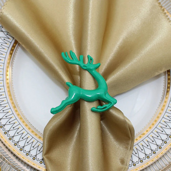 6 τμχ Χριστουγεννιάτικα δαχτυλίδια χαρτοπετσέτας Μεταλλικά άλκη Πράσινη στρας Snowflake Πόρπες για χαρτοπετσέτα Δαχτυλίδια για διακόσμηση τραπεζιού γάμου HWC03
