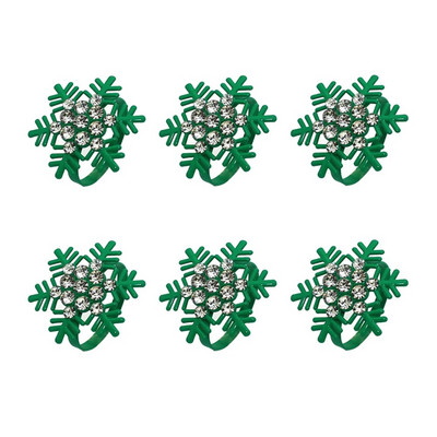 6 DB karácsonyi szalvéta gyűrűk fém jávorszarvas zöld strassz hópehely szalvéta csatok tartó gyűrűk esküvői asztaldíszhez HWC03