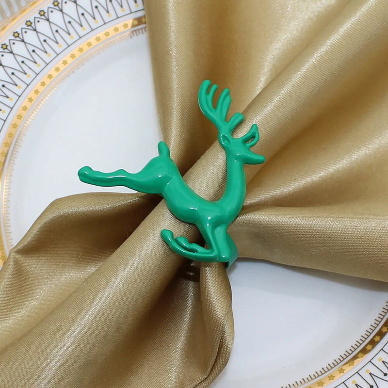 6 DB karácsonyi szalvéta gyűrűk fém jávorszarvas zöld strassz hópehely szalvéta csatok tartó gyűrűk esküvői asztaldíszhez HWC03