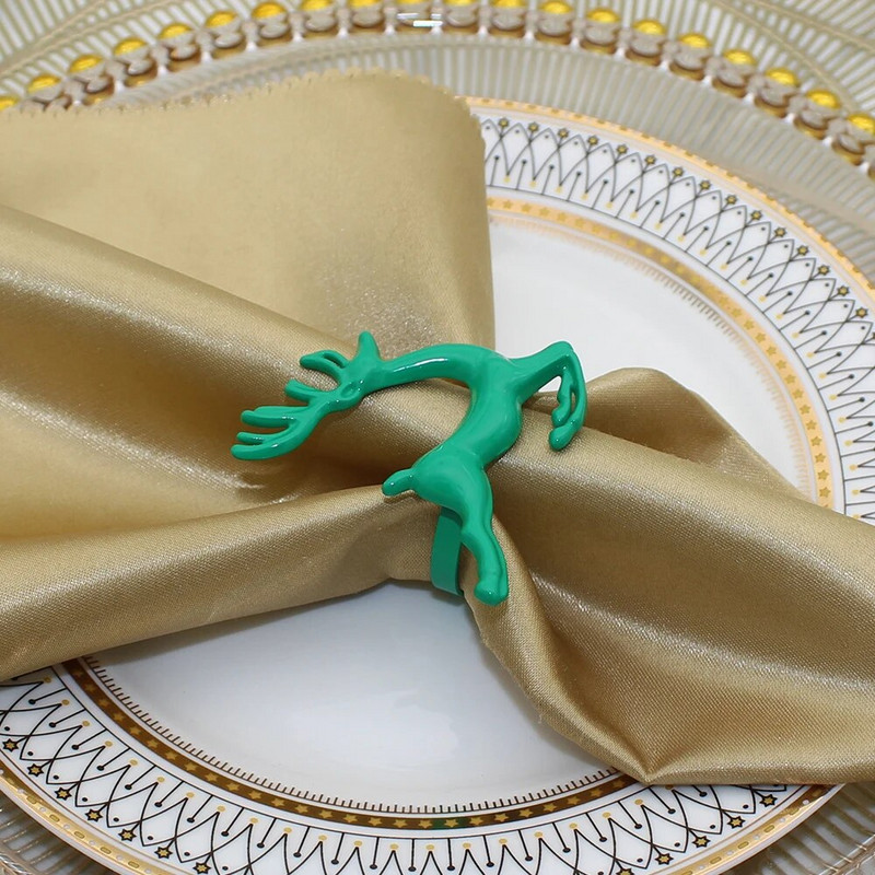 6 DB karácsonyi szalvéta gyűrűk fém jávorszarvas zöld strassz hópehely szalvéta csatok tartó gyűrűk esküvői asztaldíszhez HWC03