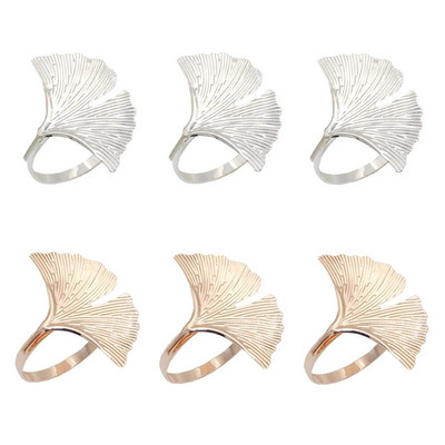 Dvianna 6Gb Fall Leaf salvešu gredzeni Zelta salvešu turētājs Ziemassvētku vakariņām Kāzām Pateicības dienai vai ikdienas lietošanai HWL73