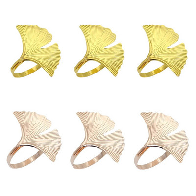 Dvianna 6Gb Fall Leaf salvešu gredzeni Zelta salvešu turētājs Ziemassvētku vakariņām Kāzām Pateicības dienai vai ikdienas lietošanai HWL73