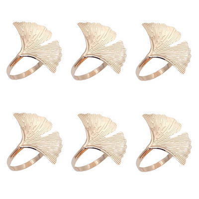 Dvianna 6Gb Fall Leaf salvešu gredzeni Zelta salvešu turētājs Ziemassvētku vakariņām Kāzām Pateicības dienai vai ikdienas lietošanai HWL73