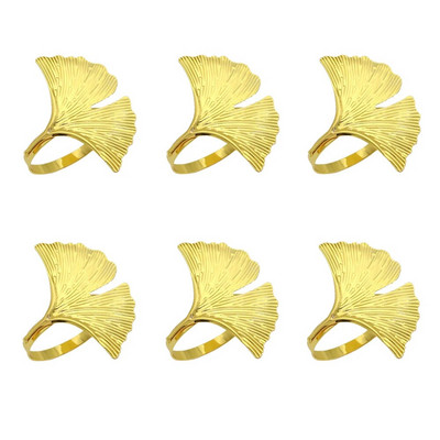 Dvianna 6Gb Fall Leaf salvešu gredzeni Zelta salvešu turētājs Ziemassvētku vakariņām Kāzām Pateicības dienai vai ikdienas lietošanai HWL73