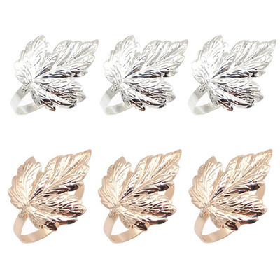 Dvianna 6Gb Fall Leaf salvešu gredzeni Zelta salvešu turētājs Ziemassvētku vakariņām Kāzām Pateicības dienai vai ikdienas lietošanai HWL73