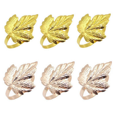 Dvianna 6Gb Fall Leaf salvešu gredzeni Zelta salvešu turētājs Ziemassvētku vakariņām Kāzām Pateicības dienai vai ikdienas lietošanai HWL73