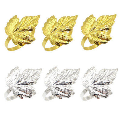 Dvianna 6Gb Fall Leaf salvešu gredzeni Zelta salvešu turētājs Ziemassvētku vakariņām Kāzām Pateicības dienai vai ikdienas lietošanai HWL73