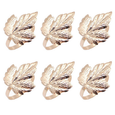 Dvianna 6Gb Fall Leaf salvešu gredzeni Zelta salvešu turētājs Ziemassvētku vakariņām Kāzām Pateicības dienai vai ikdienas lietošanai HWL73