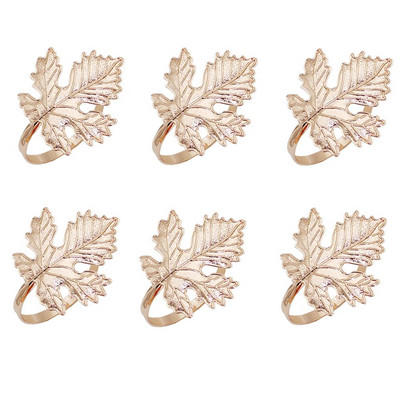 Dvianna 6Gb Fall Leaf salvešu gredzeni Zelta salvešu turētājs Ziemassvētku vakariņām Kāzām Pateicības dienai vai ikdienas lietošanai HWL73