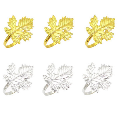 Dvianna 6Gb Fall Leaf salvešu gredzeni Zelta salvešu turētājs Ziemassvētku vakariņām Kāzām Pateicības dienai vai ikdienas lietošanai HWL73