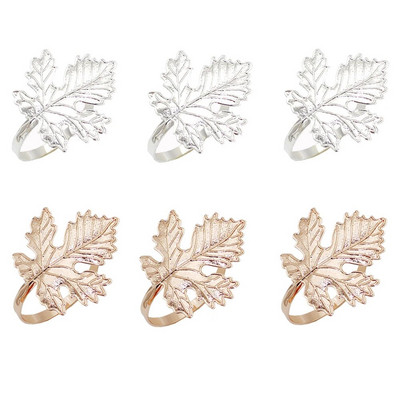 Dvianna 6Gb Fall Leaf salvešu gredzeni Zelta salvešu turētājs Ziemassvētku vakariņām Kāzām Pateicības dienai vai ikdienas lietošanai HWL73