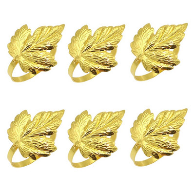 Dvianna 6Gb Fall Leaf salvešu gredzeni Zelta salvešu turētājs Ziemassvētku vakariņām Kāzām Pateicības dienai vai ikdienas lietošanai HWL73