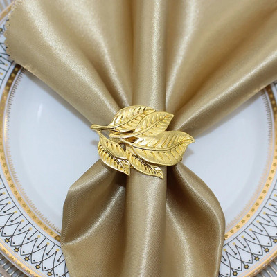 Χρυσό δαχτυλίδι χαρτοπετσέτας 12 τεμ. Φθινοπωρινή θήκη χαρτοπετσέτας για το γαμήλιο πάρτι των ευχαριστιών Χριστουγεννιάτικα συμπόσια Διακόσμηση τραπεζιού σπιτιού HWL05