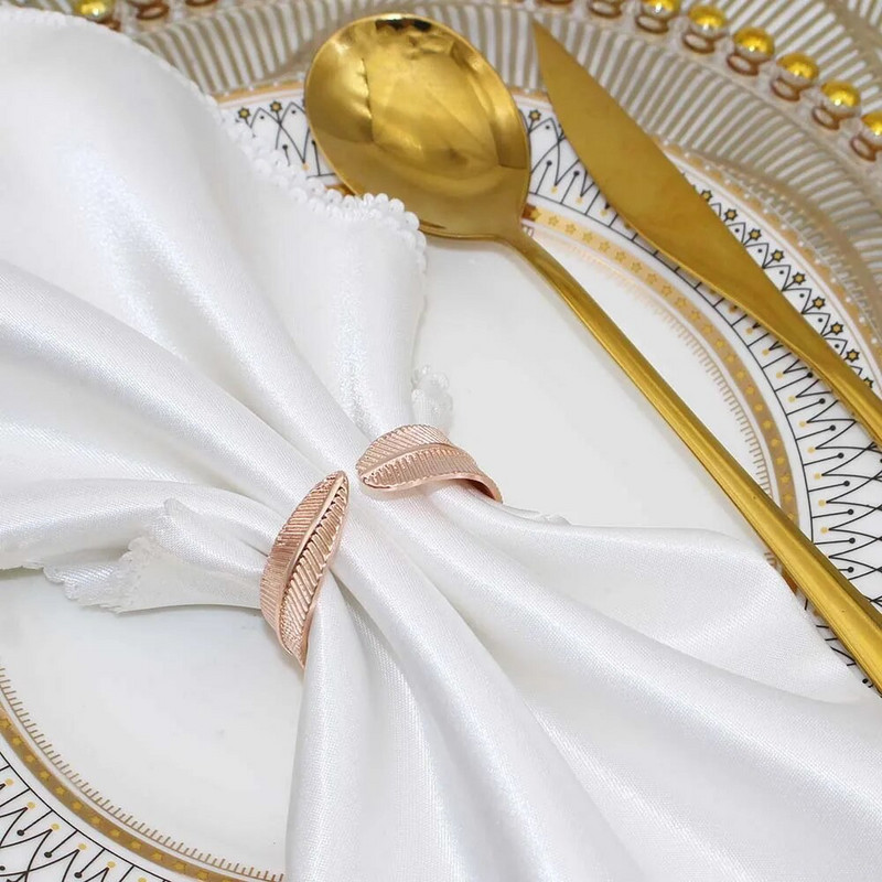 Χρυσό δαχτυλίδι χαρτοπετσέτας 12 τεμ. Φθινοπωρινή θήκη χαρτοπετσέτας για το γαμήλιο πάρτι των ευχαριστιών Χριστουγεννιάτικα συμπόσια Διακόσμηση τραπεζιού σπιτιού HWL05