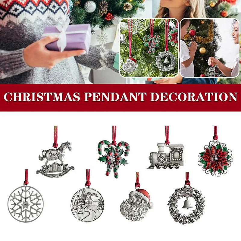 Ziemassvētku kulons Ziemassvētku eglīšu rotājumi Piekārti metāla dāvana DIY Ziemassvētku vecīša rotājumi bērniem Rotaļlietas Klauss Sniegavīrs Ballīte R9Q4