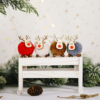 Χριστουγεννιάτικα στολίδια, χειροτεχνίες για κρεμαστά χριστουγεννιάτικα δέντρα, βελούδινα παιχνίδια σε σχήμα άλκης, ντεκόρ σαλονιού, μενταγιόν κινουμένων σχεδίων από ξύλο τάρανδος για αυτοκίνητο