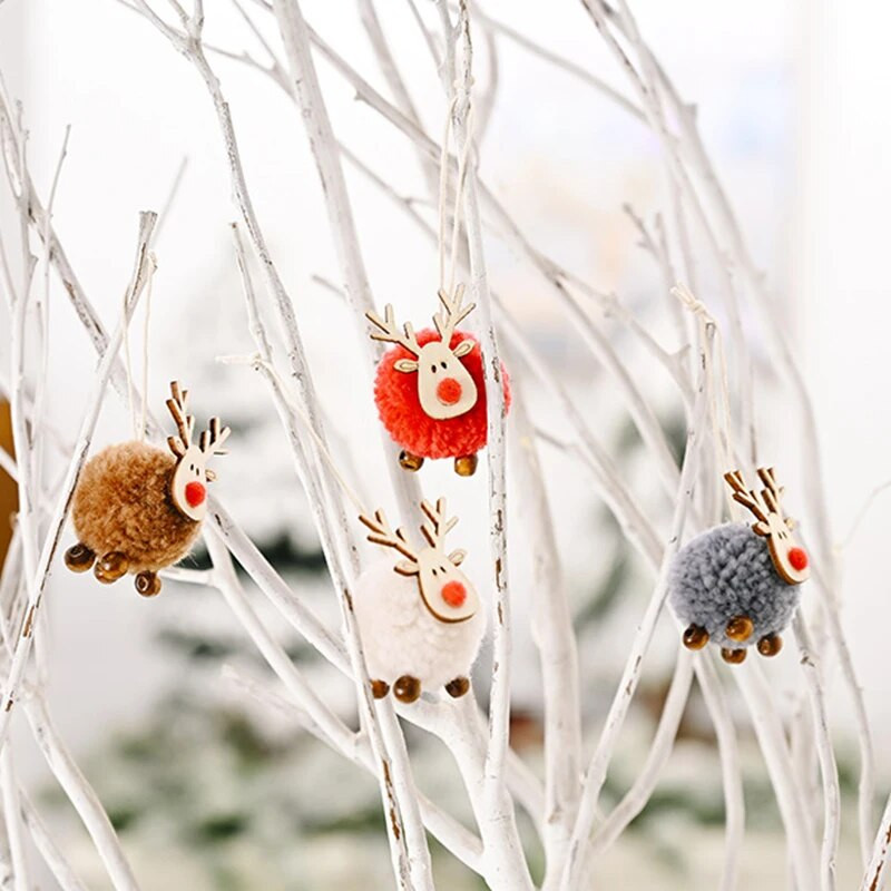 Kalėdiniai papuošalai, Kalėdų eglutės pakabinimo amatai, briedžio formos pliušiniai žaislai, svetainės dekoras, animacinių filmų medžio pakabukas iš elnio