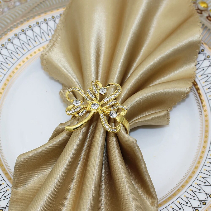 6Gb Svētā Patrika dienas salvešu turētāji Gredzeni Āboliņš Shamrock Rhinestone salvešu gredzens kāzu galda dekorēšanai HWD112