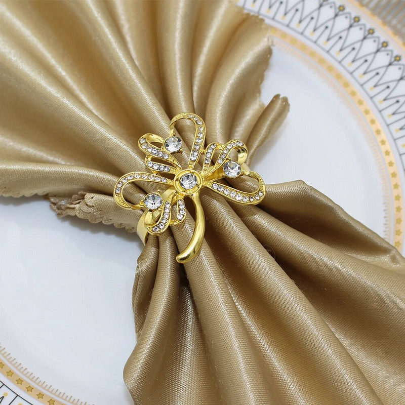 6Gb Svētā Patrika dienas salvešu turētāji Gredzeni Āboliņš Shamrock Rhinestone salvešu gredzens kāzu galda dekorēšanai HWD112