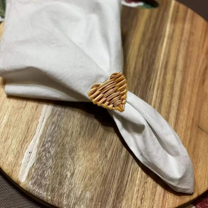 Rudens salvešu gredzenu komplekts no 6 vintage salvešu gredzeniem galda klāšanai ar rokām darināts rotangpalmas salvetes gredzenu turētājs kāzām