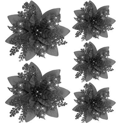 5gab 14,5 cm dzirkstoši Ziemassvētku rotājumi Zelta pulverveida ziedu durvis un logi Ziemassvētku eglīšu rotājumi Laimīgu Jauno gadu