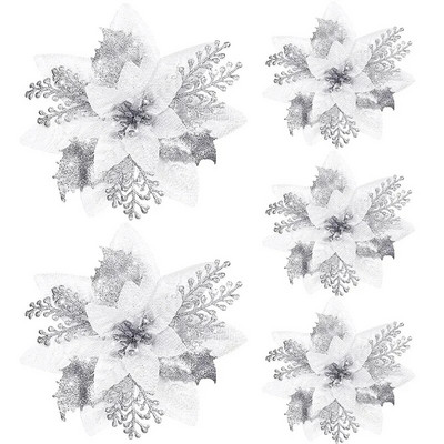 5gab 14,5 cm dzirkstoši Ziemassvētku rotājumi Zelta pulverveida ziedu durvis un logi Ziemassvētku eglīšu rotājumi Laimīgu Jauno gadu