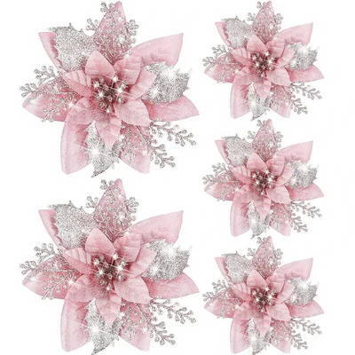 5gab 14,5 cm dzirkstoši Ziemassvētku rotājumi Zelta pulverveida ziedu durvis un logi Ziemassvētku eglīšu rotājumi Laimīgu Jauno gadu