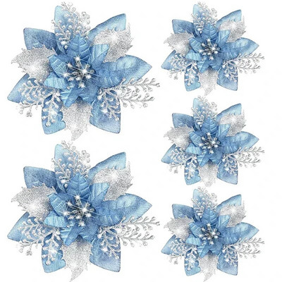 5gab 14,5 cm dzirkstoši Ziemassvētku rotājumi Zelta pulverveida ziedu durvis un logi Ziemassvētku eglīšu rotājumi Laimīgu Jauno gadu