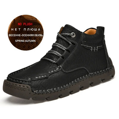 Ziemas vīriešu zābaki silti āra vīriešu sniega zābaki īstas ādas āra potītes gumijas vīriešu ikdienas kedas darba motocikla zābaki