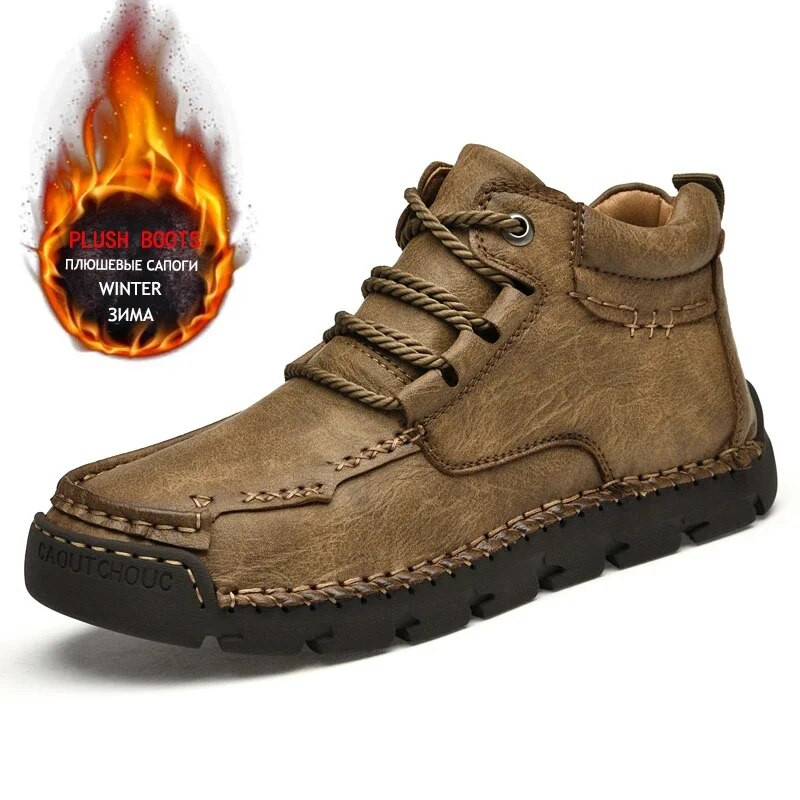 Ziemas vīriešu zābaki silti āra vīriešu sniega zābaki īstas ādas āra potītes gumijas vīriešu ikdienas kedas darba motocikla zābaki