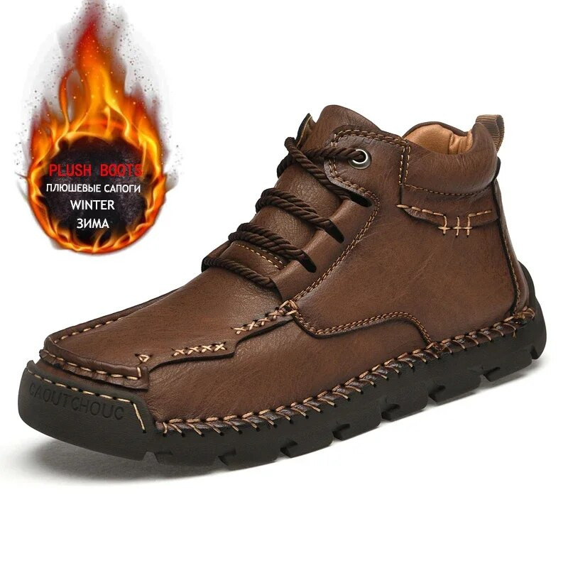 Ziemas vīriešu zābaki silti āra vīriešu sniega zābaki īstas ādas āra potītes gumijas vīriešu ikdienas kedas darba motocikla zābaki