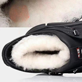 Ανδρικές χειμερινές καινούργιες βαμβακερές μπότες Κρύες ζεστές δερμάτινες μπότες χιονιού Προστατευτική ανθεκτική σόλα βελούδινη και παχύρρευστη ανδρικές μπότες από μεγάλο βαμβάκι