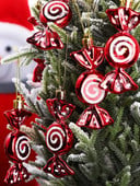 6 τμχ Χριστουγεννιάτικα διακοσμητικά, χριστουγεννιάτικα πλαστικά ζαχαρωτά, ζωγραφισμένες χριστουγεννιάτικες μπάλες, μενταγιόν χριστουγεννιάτικο δέντρο, γλειφιτζούρια, 6 τμχ.