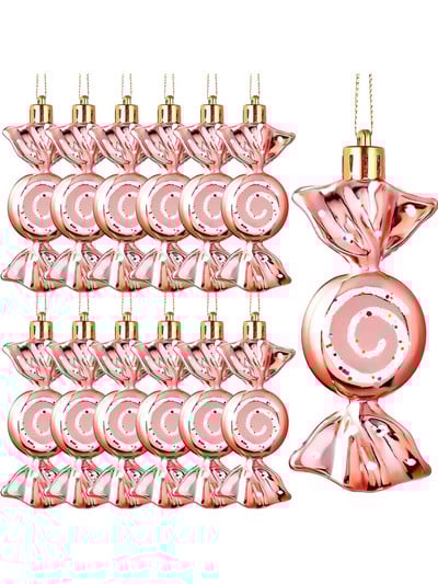 6 τμχ Χριστουγεννιάτικα διακοσμητικά, χριστουγεννιάτικα πλαστικά ζαχαρωτά, ζωγραφισμένες χριστουγεννιάτικες μπάλες, μενταγιόν χριστουγεννιάτικο δέντρο, γλειφιτζούρια, 6 τμχ.