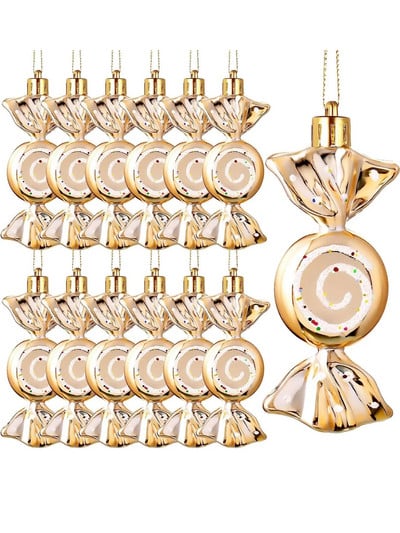 6 τμχ Χριστουγεννιάτικα διακοσμητικά, χριστουγεννιάτικα πλαστικά ζαχαρωτά, ζωγραφισμένες χριστουγεννιάτικες μπάλες, μενταγιόν χριστουγεννιάτικο δέντρο, γλειφιτζούρια, 6 τμχ.