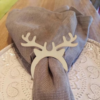 10 бр. Elk Antler place card държач за салфетки Мини дървен пръстен за коледно парти Вечеря Банкет Начало Сервиране на маса Декор Великден