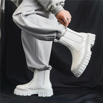 Φθινοπωρινές χειμερινές ανδρικές λευκές μπότες Chelsea Fashion High Top Μπότες Πλατφόρμας Ανδρικές υπαίθριες μπότες δρόμου Ανδρικές μπότες botas para hombre 202