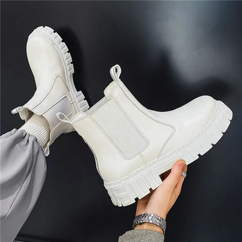 Φθινοπωρινές χειμερινές ανδρικές λευκές μπότες Chelsea Fashion High Top Μπότες Πλατφόρμας Ανδρικές υπαίθριες μπότες δρόμου Ανδρικές μπότες botas para hombre 202