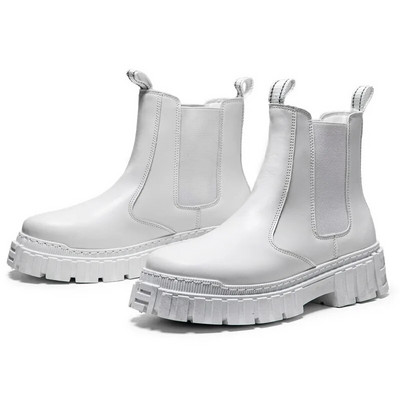 Rudens ziemas vīriešu balti Chelsea zābaki Modes zābaki ar augstu platformu vīriešiem āra ielas potītes zābaki Man botas para hombre 202