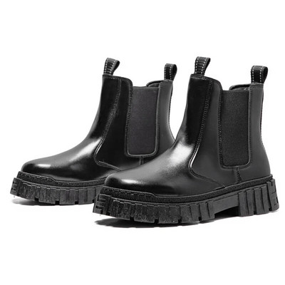 Rudens ziemas vīriešu balti Chelsea zābaki Modes zābaki ar augstu platformu vīriešiem āra ielas potītes zābaki Man botas para hombre 202